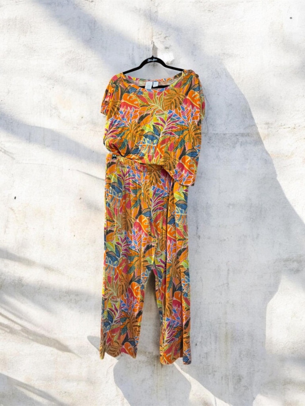 Women's Tropical Leaf Print Matching Set